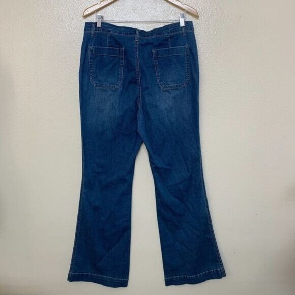 Style & Co Denim Womens Flare Bottom High Rise Jeans Size 16S Short in Blue - Picture 2 of 10